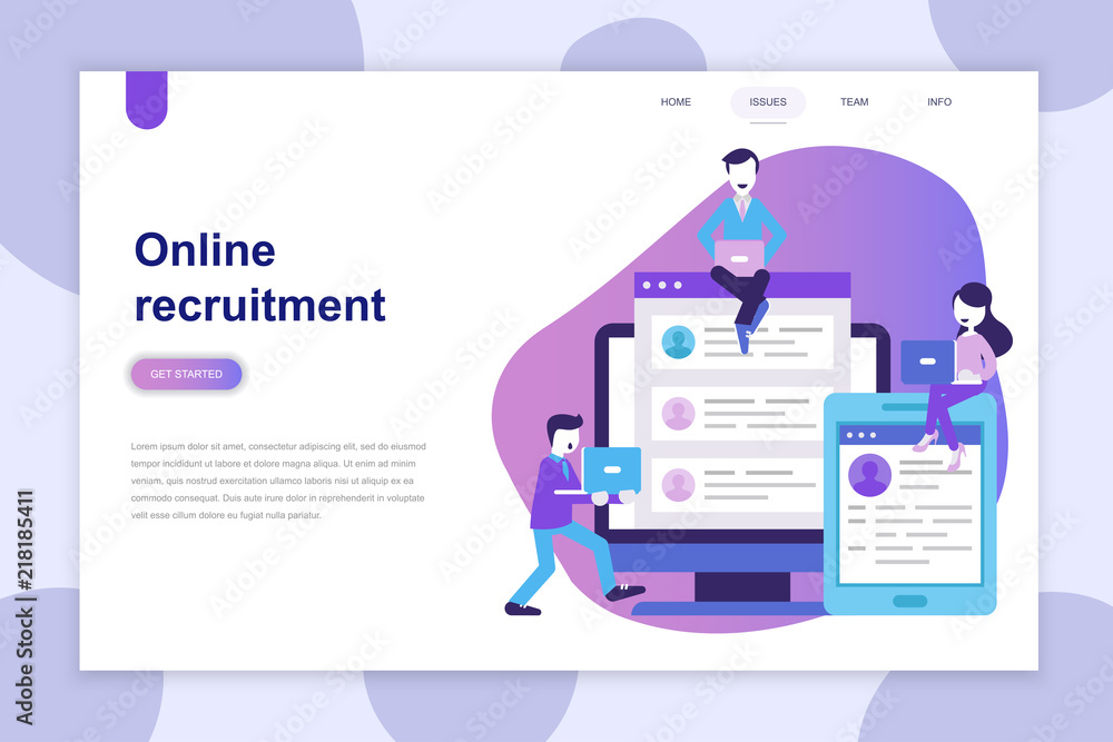 Poster modern flat design concept of recruitment for website and mobile website. landing page template. can