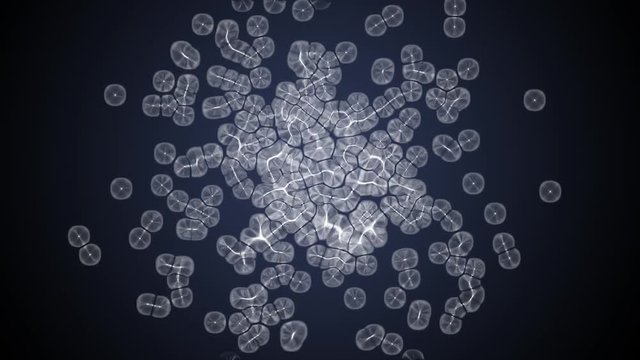 dividing cells on blue back ground.