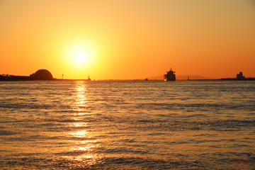 Fototapeta na wymiar ダイヤモンドポイントからの夕日