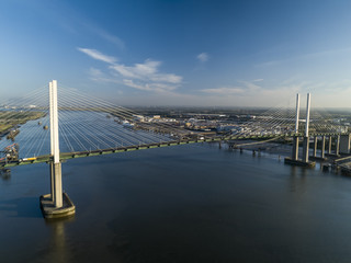 Aerial of QEII Bridge looking west