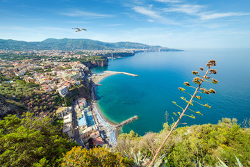 Obraz premium Coastline Sorrento and Gulf of Naples - popular tourist destination in Italy