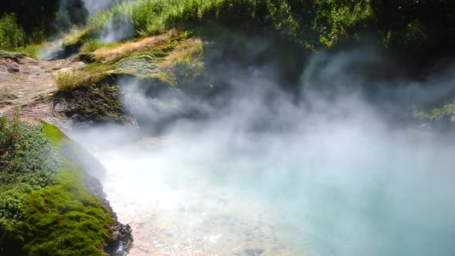 Valley of Geysers. Tourist season in Kamchatka Peninsula. Kronotsky Nature Reserve. The summer stock footage video