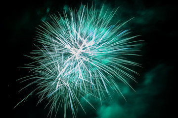 Fototapeta premium Colorful fireworks of various colors over night sky