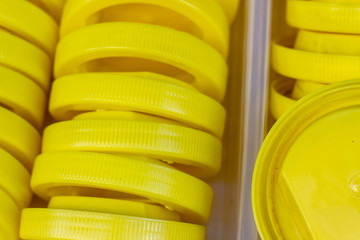 Close-up shot of yellow plastic cover