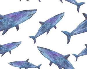 shark magic watercolor illustration