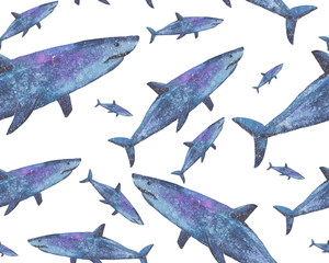 shark magic watercolor illustration