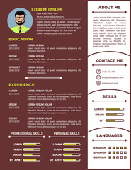 Resume and CV Template with nice minimalist design. Vector illustration