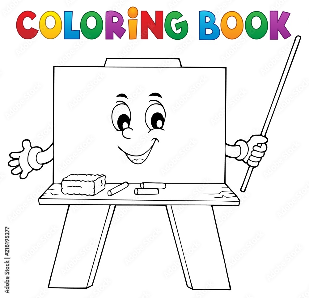 Wall mural Coloring book happy schoolboard theme 1