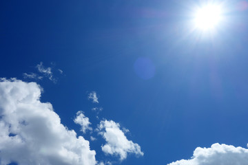 Naklejka na ściany i meble 太陽 青空 白い雲 Solar blue sky white cloud