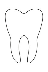 Line art black and white healthy tooth