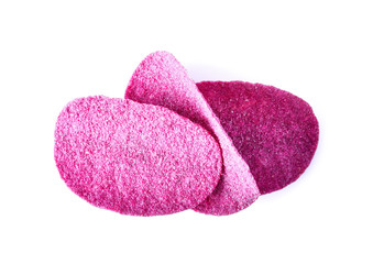 Fried taro sheet on white background