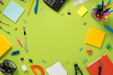 school accessories at abstract background