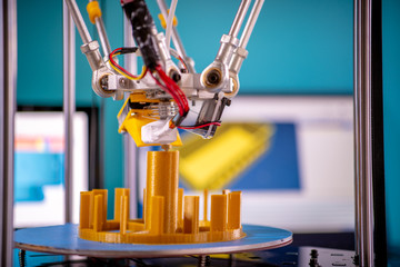 Print parts on a delta 3D printer in industrial lab