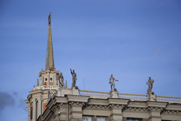Fototapeta na wymiar The spire of the building of administration of Ekaterinburg