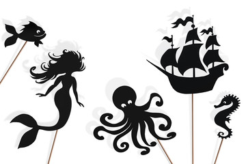 Mermaid storytelling, shadow puppets
