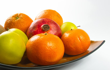 Assortment of exotic fruits on white background, close-up