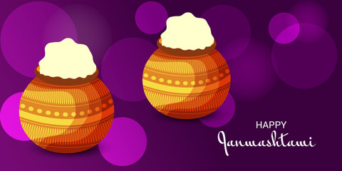 Beautiful abstract, banner or poster for Happy Janmashtami.