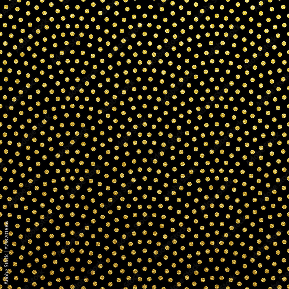 Aufkleber Abstract seamless glittering gold scales pattern background. Vector retro design with golden glittery lineardots or confetti arch on black