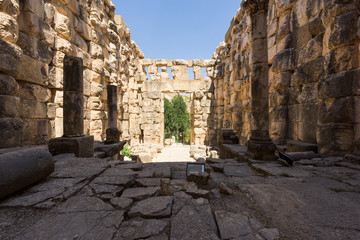 The Lower Roman temple of Niha, a landmark in the Bekaa Valley, Lebanon.