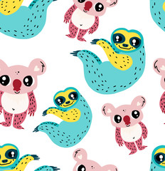 Cute animals seamless pattern
