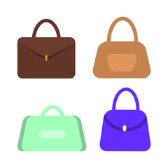 Leather Women Handbags with Handles Vector Set
