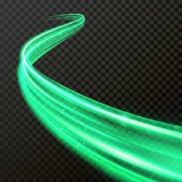 Green Light Wave Trail Vector Abstract Shiny Neon Glow Trace