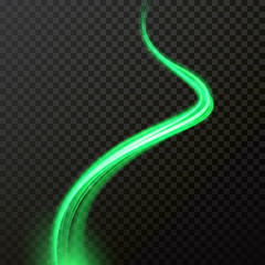 Green comet glow light trail or wave trace with vector shiny neon particles © Ron Dale