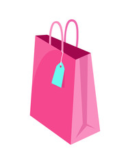 Bag of Pink Color with Label Vector Illustration