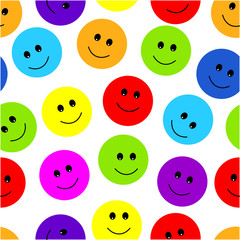Smile Face Seamless Pattern. Vector Graphic Background.