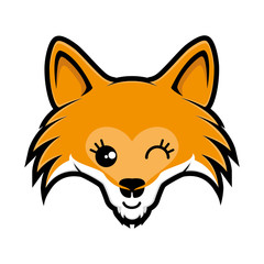 Mask of a happy fox on a white background.