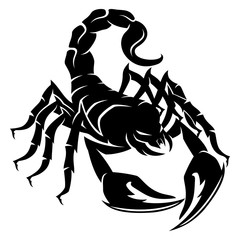 Sign of a black scorpion on a white background.