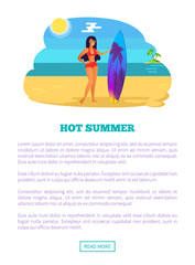 Hot Summer Web Poster Tropical Beach and Woman