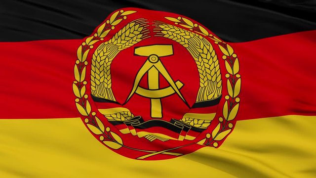 Nva East Germany Flag, Closeup View Realistic Animation Seamless Loop - 10 Seconds Long