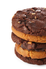 Different tasty cookies on white background