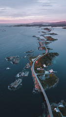 aerial of atlantic ocean road in Norway