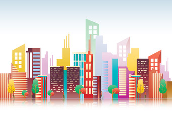 Vector illustration Colorful Building and City