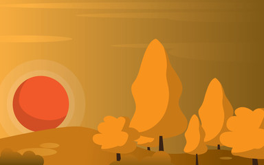 Vector autum landscape background template