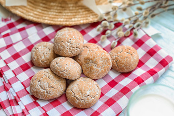 Delicious cookies on napkin