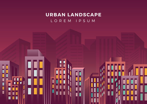 Vector Illustration of Urban Landscape in 3D Style