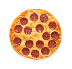 Tasty Pepperoni pizza on white background