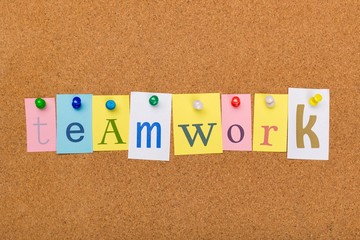 Word Teamwork Formed by Letters Written on Colorful Notes