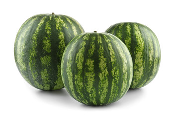 Ripe watermelons on white background