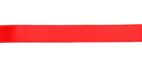 Red satin ribbon on white background