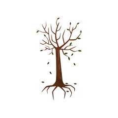 Fototapeta premium Dead tree, symblol of environmental pollution vector Illustration on a white background