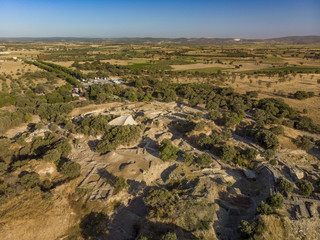 Aerial shot from Archaeological Site of Troy Canakkale Turkey