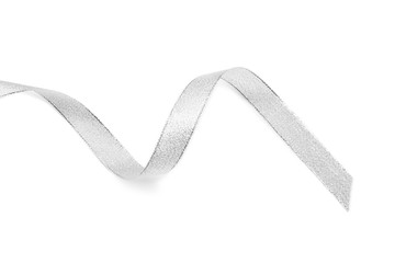 Silver ribbon on white background