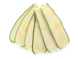 Fresh sliced zucchini isolated on white
