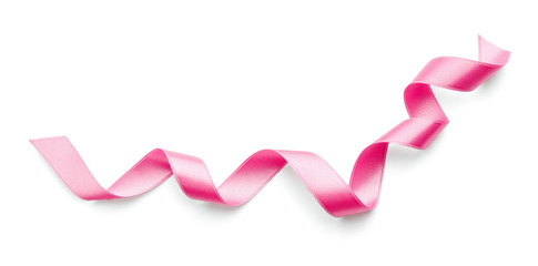 Pink ribbon on white background