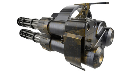 3D render of a rapid-fire machine gun