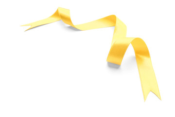 Yellow ribbon on white background